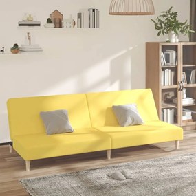Sofá-cama de 2 lugares tecido amarelo