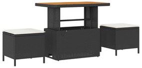 Conjunto de Sofá de Jardim de 8 Peças com Almofadas de Vime Preto