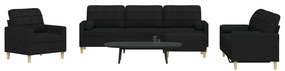 4 pcs conjunto de sofás c/ almofadas/apoio pés tecido preto
