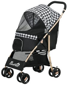 PawHut Carrinho para Cães Carrinho para Animais de Estimação com Janela de Malha e Cinto de Segurança 80x44,5x97 cm Preto
