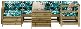 7 pcs conjunto sofás jardim madeira de pinho impregnada