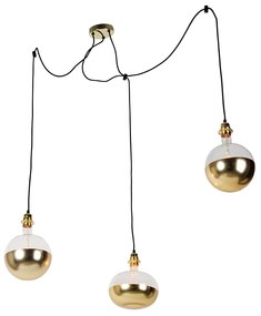 LED Candeeiro suspenso dourado com 3 luzes incluindo espelho dourado regulável - Cava Luxe Moderno