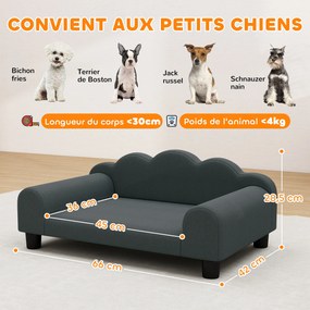 Sofá para cães 66 x 42 x 28,5 cm,, sofá para animais de estimação com encosto e braços, respirável,  cinzento escuro