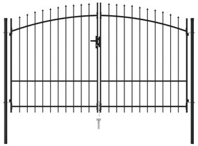 Portão p/ cerca porta dupla topo em espetos 3x1,75 m aço preto