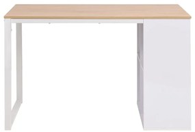 Secretária 120x60x75 cm cor carvalho e branco