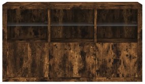 Aparador com luzes LED 181,5x37x100 cm carvalho fumado