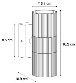 Candeeiro de parede industrial para exterior preto 2 luzes IP44 - Vigo Industrial