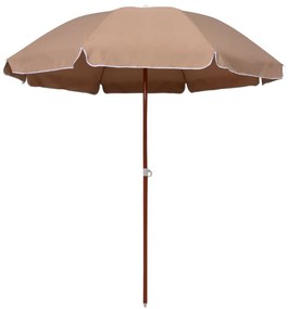 vidaXL Guarda-sol de jardim c/ poste de aço 240cm cinzento-acastanhado