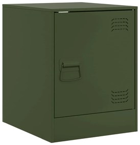 Mesas de cabeceira 2 pcs 34,5x39x44 cm aço verde azeitona