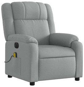 Poltrona de massagens reclinável elétrica tecido cinzento-claro