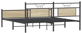 Estrutura de cama sem colchão 160x200cm metal carvalho sonoma