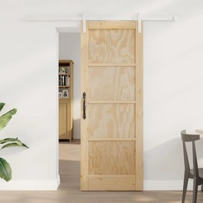 Porta Deslizante vidaXL com Conjunto de Ferragens 73.5x198.5 cm Madeira Sólida de Pinho