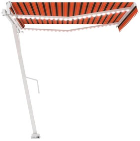 Toldo autom. LED e sensor de vento 450x350 cm laranja/castanho
