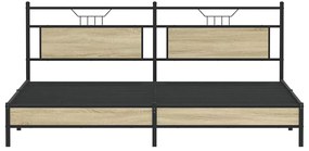 Estrutura de cama sem colchão 193x203cm metal carvalho sonoma