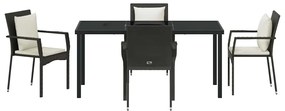 Conjunto de Jantar para Jardim 5 pcs Preto 160 x 80 x 73 cm