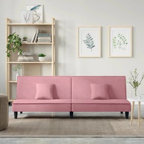 vidaXL Sofá-cama veludo rosa