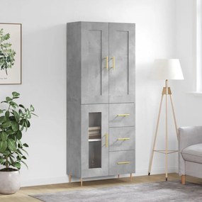 vidaXL Armário alto 69,5x34x180 cm derivados de madeira cinza cimento