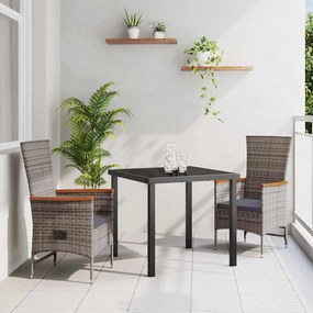 vidaXL Cadeiras de Exterior 3 pcs Cinzento Cinzento-escuro