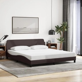 Estrutura de cama sem colchão 160x200 cm tecido castanho-escuro