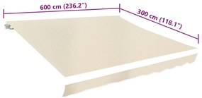 Lona para toldo creme 6 x 3 m (sem estrutura/caixa)