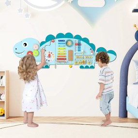 Painel de atividades para crianças Quadro sensorial Montessori de madeira 11 em 1 para a educação e o desenvolvimento precoce Azul