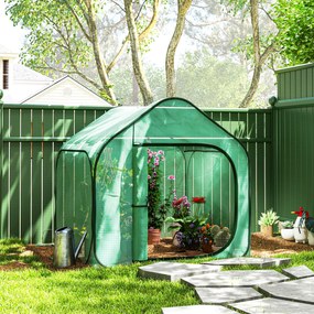 Mini estufa pop-up 150 x 148 x 148 cm, pequena estufa para vegetais e flores com porta com fecho de correr em PE, verde