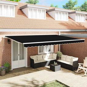 vidaXL Toldo Retrátil Manual Preto 500 × 350 cm Poliéster e Alumínio