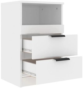 Mesas de cabeceira 2 pcs madeira processada branco brilhante