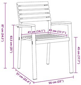 Cadeiras empilháveis para jardim 8 pcs de madeira maciça de acácia e m