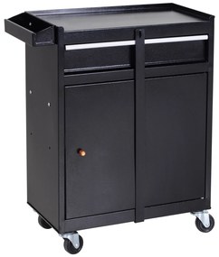 Carro de Ferramentas com Rodas Carro de Ferramentas Móvel com 5 Gavetas Armário de Armazenamento e Almofada Antiderrapante Carga 52kg para Garagem 60x28x104,5cm Preto