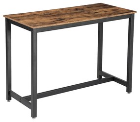 Mesa de bar VASAGLE, mesa de cozinha industrial, mesa de jantar com estrutura de metal sólido, para coquetéis, bar, adega para festas, restaurante, sala de estar, com aparência de madeira, 120 x 60 x 90 cm LBT91X