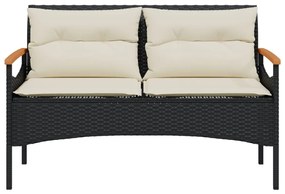 4 pcs conjunto de sofás para jardim c/ almofadões vime PE preto