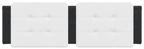 Almofadão de cabeceira 160 cm couro artificial branco e preto