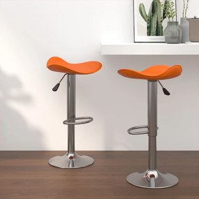 vidaXL Bancos de bar 2 pcs aço cromado e couro artificial laranja