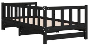 Estrutura sofá-cama de puxar 2x(90x190) cm pinho maciço preto