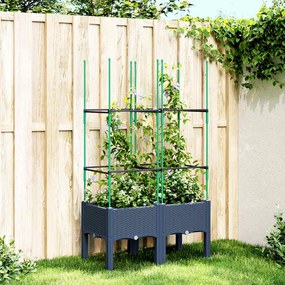 Vaso/floreira de jardim c/ treliça 80x40x142,5 cm PP cinzento azul