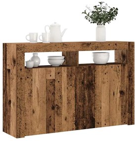 Aparador luzes LED 115,5x30x75 cm deriv. madeira madeira velha