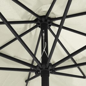Guarda-sol de jardim com poste de metal 390 cm branco areia
