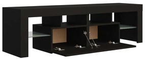 Móvel de TV com luzes LED 140x36,5x40 cm preto