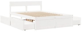 Cama sem colchão 140x190 cm madeira de pinho maciça branco