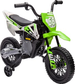 AIYAPLAY Mota Elétrica Infantil com Bateria 12V Música Velocidade 2,4-5 km/h e Rodas Auxiliares +3 anos 107x56x70 cm Verde | Aosom Portugal