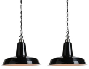 Conjunto de 2 Pendentes Industriais Preto - Warrior Industrial,Retro