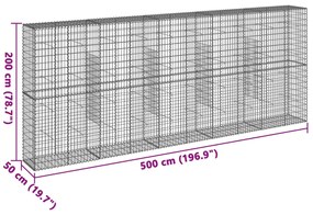 Cesto gabião com cobertura 500x50x200 cm ferro galvanizado