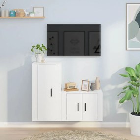 3188454 vidaXL 2 pcs conjunto móveis de TV derivados de madeira branco