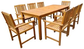 vidaXL 9 pcs conjunto de jantar exterior madeira de acácia maciça