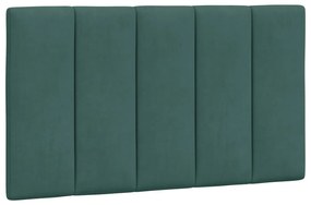 Estrutura de cama c/ luzes LED 90x200 cm veludo verde-escuro
