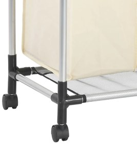 Separador de roupa suja com 4 sacos aço creme