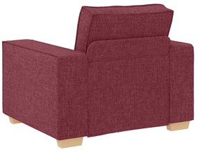 Conjunto de Sofá de 3 Peças com Almofadas Vermelho Vinho