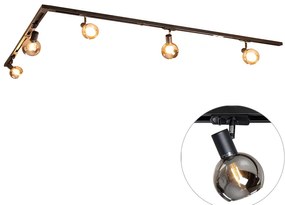 Sistema de iluminação de trilho moderno com 5 focos pretos monofásicos - Iconic Lava