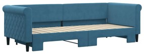 Sofá-cama com gavetão 80x200 cm veludo azul